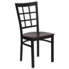 HERCULES Series Black Window Back Metal Restaurant Chair - Mahogany Wood Seat XU-DG6Q3BWIN-MAHW-GG