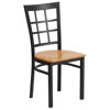 HERCULES Series Black Window Back Metal Restaurant Chair - Natural Wood Seat XU-DG6Q3BWIN-NATW-GG