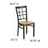 HERCULES Series Black Window Back Metal Restaurant Chair - Natural Wood Seat XU-DG6Q3BWIN-NATW-GG