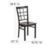 HERCULES Series Black Window Back Metal Restaurant Chair - Walnut Wood Seat XU-DG6Q3BWIN-WALW-GG