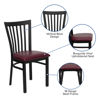 HERCULES Series Black School House Back Metal Restaurant Chair - Burgundy Vinyl Seat XU-DG6Q4BSCH-BURV-GG