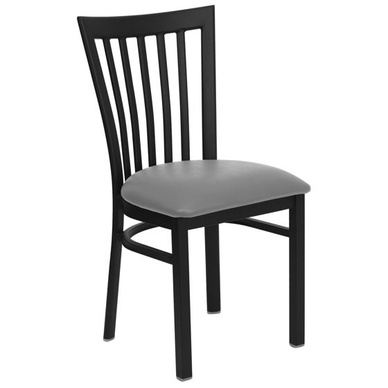 HERCULES Series Black School House Back Metal Restaurant Chair - Custom Upholstered Seat XU-DG6Q4BSCH-UNP-GG