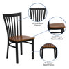 HERCULES Series Black School House Back Metal Restaurant Chair - Cherry Wood Seat XU-DG6Q4BSCH-CHYW-GG