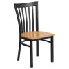 HERCULES Series Black School House Back Metal Restaurant Chair - Natural Wood Seat XU-DG6Q4BSCH-NATW-GG