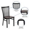 HERCULES Series Black School House Back Metal Restaurant Chair - Walnut Wood Seat XU-DG6Q4BSCH-WALW-GG