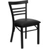 HERCULES Series Black Three-Slat Ladder Back Metal Restaurant Chair - Black Vinyl Seat XU-DG6Q6B1LAD-BLKV-GG