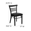 HERCULES Series Black Three-Slat Ladder Back Metal Restaurant Chair - Black Vinyl Seat XU-DG6Q6B1LAD-BLKV-GG