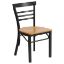HERCULES Series Black Three-Slat Ladder Back Metal Restaurant Chair - Natural Wood Seat XU-DG6Q6B1LAD-NATW-GG