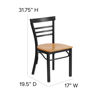 HERCULES Series Black Three-Slat Ladder Back Metal Restaurant Chair - Natural Wood Seat XU-DG6Q6B1LAD-NATW-GG