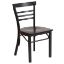 HERCULES Series Black Three-Slat Ladder Back Metal Restaurant Chair - Walnut Wood Seat XU-DG6Q6B1LAD-WALW-GG