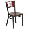 HERCULES Series Black Slat Back Metal Restaurant Chair - Mahogany Wood Back & Seat XU-DG-6G5B-MAH-MTL-GG