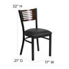 HERCULES Series Black Slat Back Metal Restaurant Chair - Walnut Wood Back, Black Vinyl Seat XU-DG-6G5B-WAL-BLKV-GG