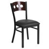 HERCULES Series Black 3 Circle Back Metal Restaurant Chair - Walnut Wood Back, Black Vinyl Seat XU-DG-6Y2B-WAL-BLKV-GG