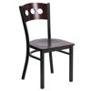 HERCULES Series Black 3 Circle Back Metal Restaurant Chair - Walnut Wood Back & Seat XU-DG-6Y2B-WAL-MTL-GG