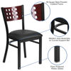 HERCULES Series Black Cutout Back Metal Restaurant Chair - Mahogany Wood Back, Black Vinyl Seat XU-DG-60117-MAH-BLKV-GG