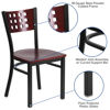 HERCULES Series Black Cutout Back Metal Restaurant Chair - Mahogany Wood Back & Seat XU-DG-60117-MAH-MTL-GG