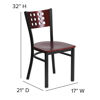 HERCULES Series Black Cutout Back Metal Restaurant Chair - Mahogany Wood Back & Seat XU-DG-60117-MAH-MTL-GG