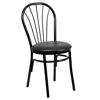 HERCULES Series Fan Back Metal Chair - Black Vinyl Seat XU-698B-BLKV-GG