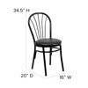 HERCULES Series Fan Back Metal Chair - Black Vinyl Seat XU-698B-BLKV-GG