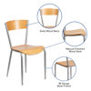 Invincible Series Silver Metal Restaurant Chair - Natural Wood Back & Seat XU-DG-60217-NAT-GG