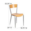 Invincible Series Silver Metal Restaurant Chair - Natural Wood Back & Seat XU-DG-60217-NAT-GG