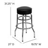 Double Ring Chrome Barstool with Black Seat XU-D-100-GG