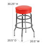 Double Ring Chrome Barstool with Red Seat XU-D-100-RED-GG