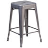 24'' High Backless Clear Coated Metal Indoor Counter Height Stool with Square Seat XU-DG-TP0004-24-GG