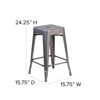 24'' High Backless Clear Coated Metal Indoor Counter Height Stool with Square Seat XU-DG-TP0004-24-GG