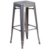 30'' High Backless Clear Coated Metal Indoor Barstool with Square Seat XU-DG-TP0004-30-GG