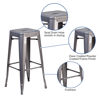 30'' High Backless Clear Coated Metal Indoor Barstool with Square Seat XU-DG-TP0004-30-GG
