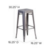 30'' High Backless Clear Coated Metal Indoor Barstool with Square Seat XU-DG-TP0004-30-GG