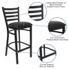 HERCULES Series Black Ladder Back Metal Restaurant Barstool - Black Vinyl Seat XU-DG697BLAD-BAR-BLKV-GG