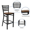 HERCULES Series Black Ladder Back Metal Restaurant Barstool - Cherry Wood Seat XU-DG697BLAD-BAR-CHYW-GG