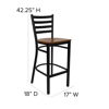 HERCULES Series Black Ladder Back Metal Restaurant Barstool - Cherry Wood Seat XU-DG697BLAD-BAR-CHYW-GG