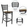 HERCULES Series Black Ladder Back Metal Restaurant Barstool - Mahogany Wood Seat XU-DG697BLAD-BAR-MAHW-GG