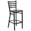 HERCULES Series Black Ladder Back Metal Restaurant Barstool - Walnut Wood Seat XU-DG697BLAD-BAR-WALW-GG