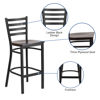 HERCULES Series Black Ladder Back Metal Restaurant Barstool - Walnut Wood Seat XU-DG697BLAD-BAR-WALW-GG