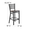 HERCULES Series Black Ladder Back Metal Restaurant Barstool - Walnut Wood Seat XU-DG697BLAD-BAR-WALW-GG