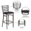 HERCULES Series Clear Coated Ladder Back Metal Restaurant Barstool - Black Vinyl Seat XU-DG697BLAD-CLR-BAR-BLKV-GG