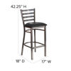 HERCULES Series Clear Coated Ladder Back Metal Restaurant Barstool - Black Vinyl Seat XU-DG697BLAD-CLR-BAR-BLKV-GG