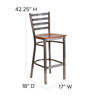 HERCULES Series Clear Coated Ladder Back Metal Restaurant Barstool - Cherry Wood Seat XU-DG697BLAD-CLR-BAR-CHYW-GG