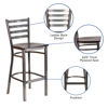 HERCULES Series Clear Coated Ladder Back Metal Restaurant Barstool - Walnut Wood Seat XU-DG697BLAD-CLR-BAR-WALW-GG