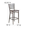 HERCULES Series Clear Coated Ladder Back Metal Restaurant Barstool - Walnut Wood Seat XU-DG697BLAD-CLR-BAR-WALW-GG