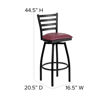 HERCULES Series Black Ladder Back Swivel Metal Barstool - Burgundy Vinyl Seat XU-6F8B-LADSWVL-BURV-GG