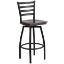 HERCULES Series Black Ladder Back Swivel Metal Barstool - Walnut Wood Seat XU-6F8B-LADSWVL-WALW-GG