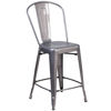 24'' High Clear Coated Indoor Counter Height Stool with Back XU-DG-TP001B-24-GG