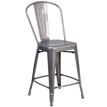 24'' High Clear Coated Indoor Counter Height Stool with Back XU-DG-TP001B-24-GG