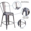 24'' High Clear Coated Indoor Counter Height Stool with Back XU-DG-TP001B-24-GG