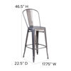 30'' High Clear Coated Indoor Barstool with Back XU-DG-TP001B-30-GG
